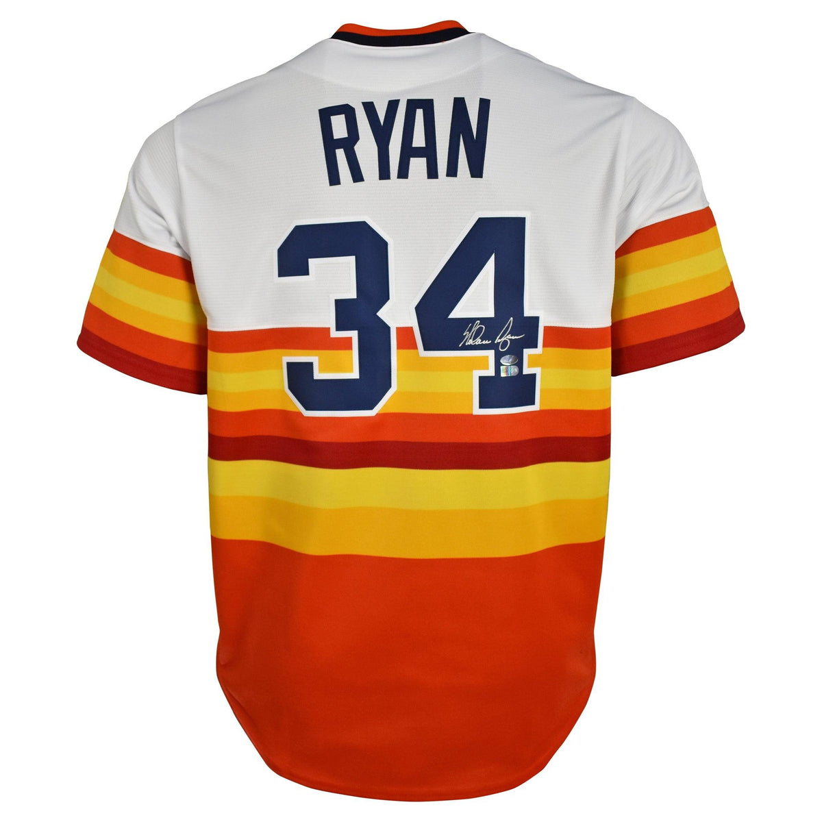 Nolan Ryan Autographed Astros Nike Rainbow Jersey w/ HOF- AIV