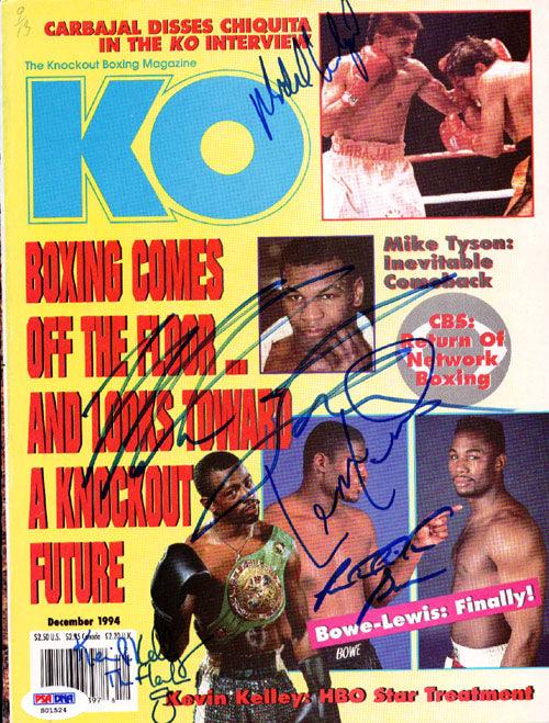 Boxing Greats Autographed KO Boxing Magazine Cover With 5 Total Signatures Including Mike Tyson & Riddick Bowe PSA/DNA #S01524 - RSA