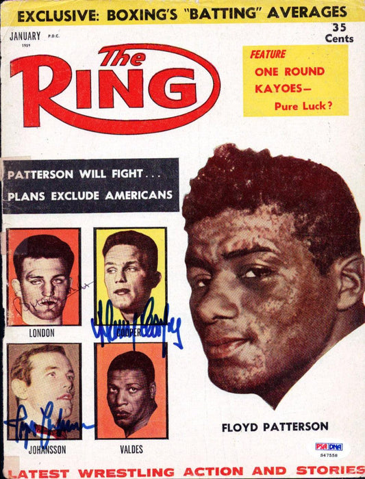 Ingemar Johansson, Harry Cooper & Brian London Autographed The Ring Magazine Cover PSA/DNA #S47558 - RSA
