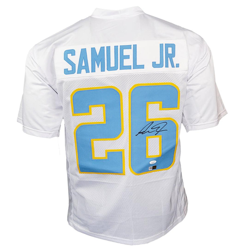 Asante Samuel Jr Signed Los Angeles White Football Jersey (JSA) — RSA