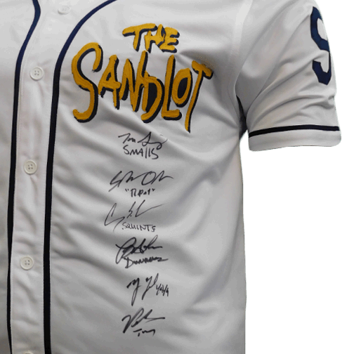 The Sandlot Cast Signed Baseball Jersey (JSA) Autographed by 6 — RSA