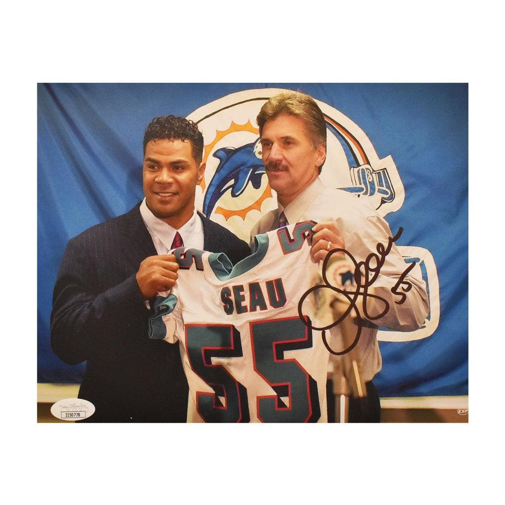 Junior Seau Signed Miami Dolphins 8x10 Photo (JSA) - RSA