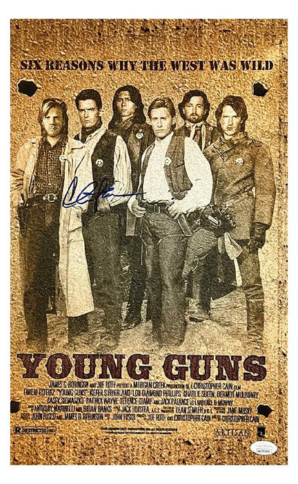 Charlie Sheen Signed Young Guns Movie Poster 11x17 Photo (JSA) - RSA