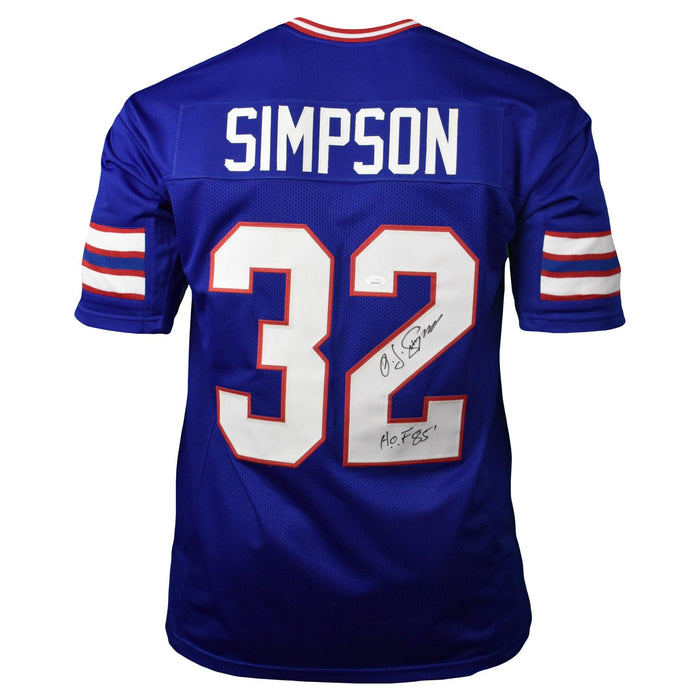 OJ Simpson Signed Blue Pro Edition Football Jersey HOF 85 Inscription — RSA