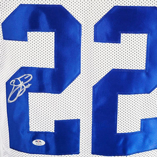 Emmitt Smith Autographed Dallas Cowboys Career Stat Jersey Framed