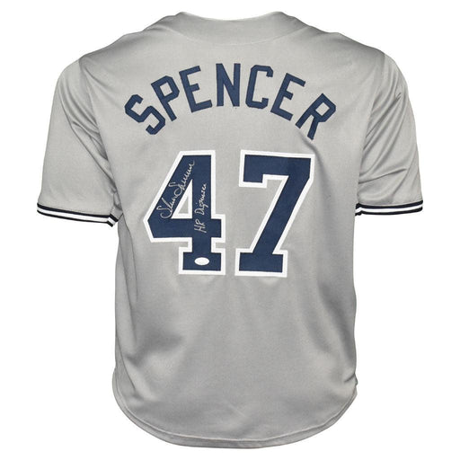 Shane Spencer Signed HR Dispenser Inscription New York Grey Baseball Jersey (JSA) - RSA