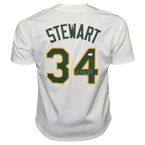 Dave Stewart Signed Oakland White Baseball Jersey (JSA) - RSA
