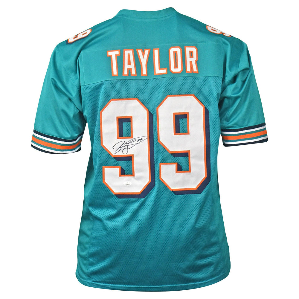 Jason Taylor Signed Pro-Edition Aqua Football Jersey (JSA) - RSA