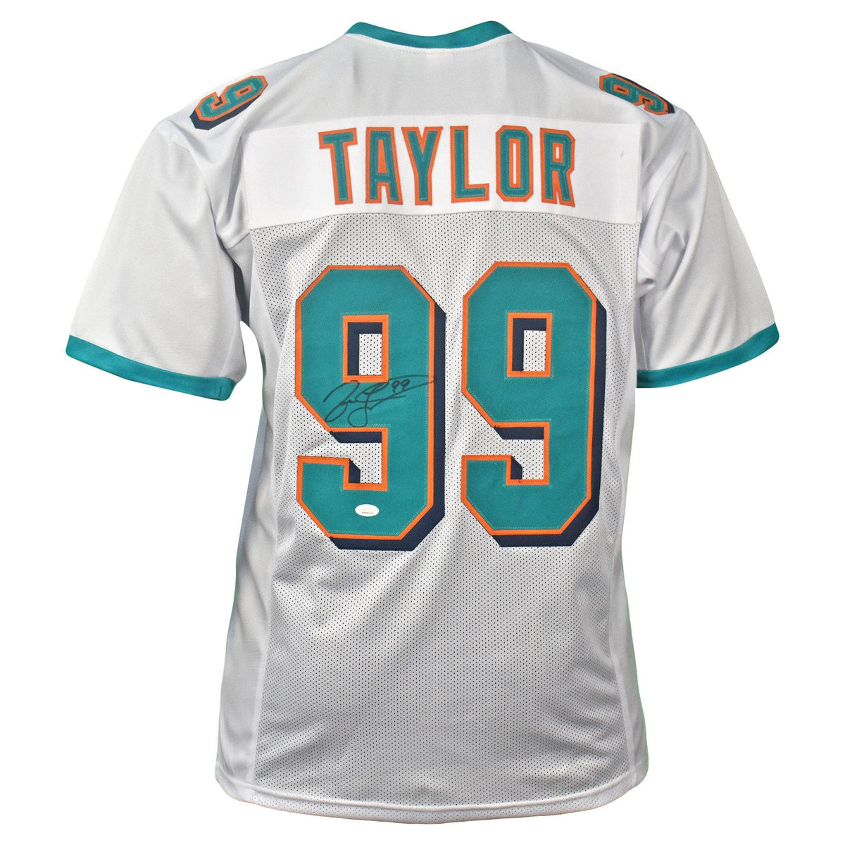 Miami Dolphins Jason Taylor Autographed Pro Style Orange Jersey BAS  Authenticated