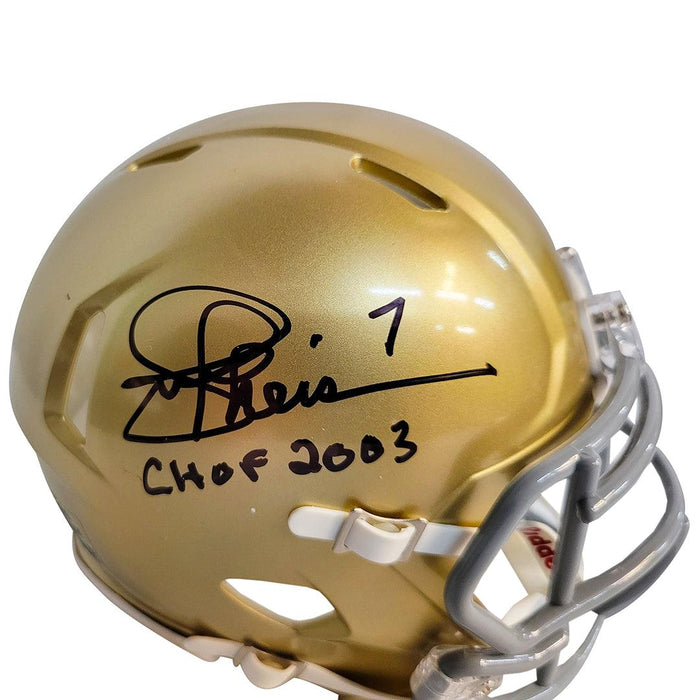 Joe Theismann Notre Dame Fighting Irish Autographed Mini Helmet with CHOF  2003 Inscription