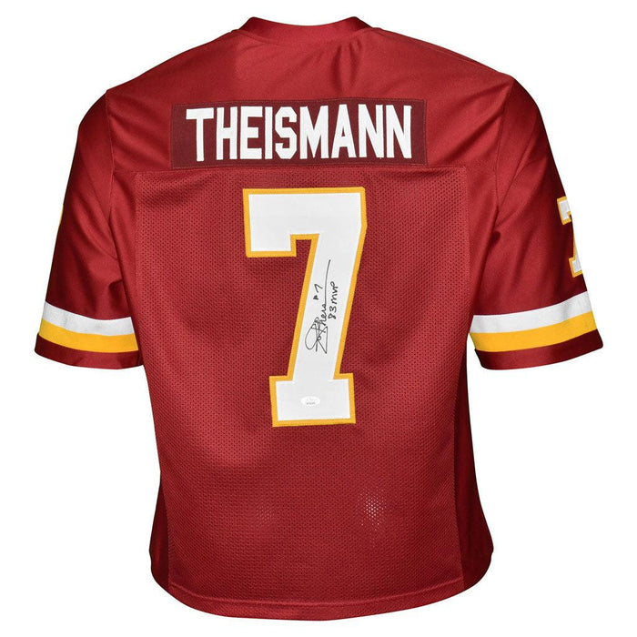 Joe Theismann Signed 83 MVP Inscription Washington Pro Red Football Jersey (JSA) - RSA