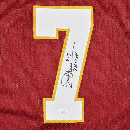 Joe Theismann Signed 83 MVP Inscription Washington Pro Red Football Jersey (JSA) - RSA