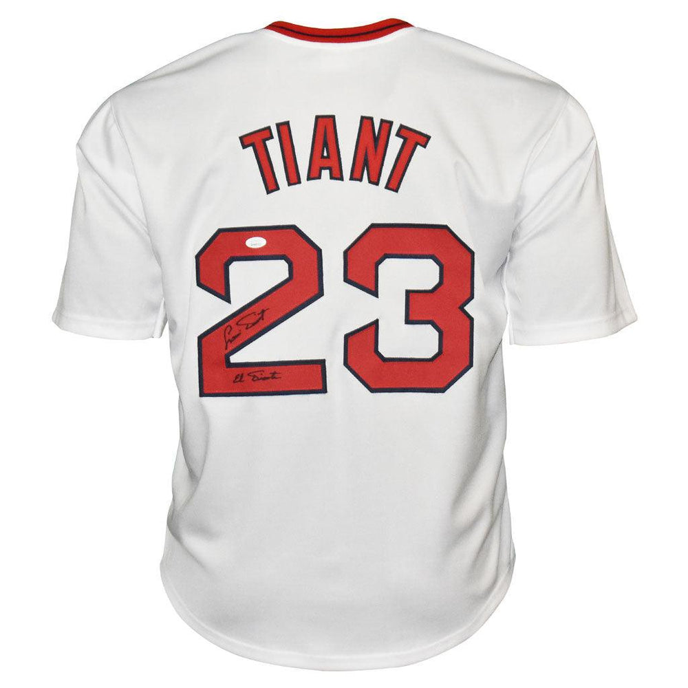 Luis Tiant Signed El Tiante Inscription Boston White Baseball Jersey (JSA) - RSA