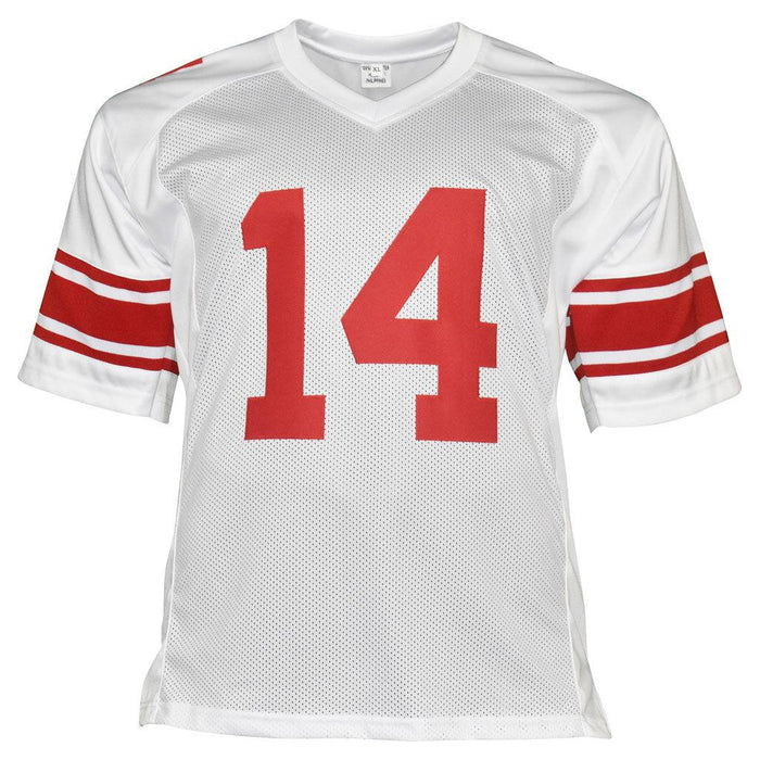 YA Tittle Signed HOF 71 Inscription New York White Football Jersey (JSA) - RSA