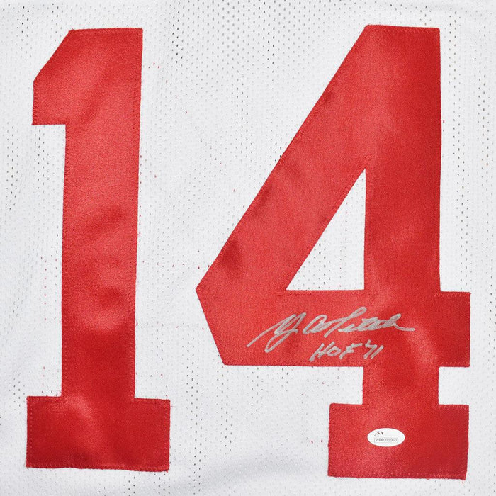 Y A TITTLE AUTOGRAPHED NEW YORK GIANTS JERSEY HOF 71 INSCRIPTION