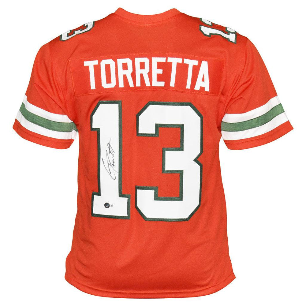 Gino Torretta Signed Miami College Orange Football Jersey (Beckett) - RSA