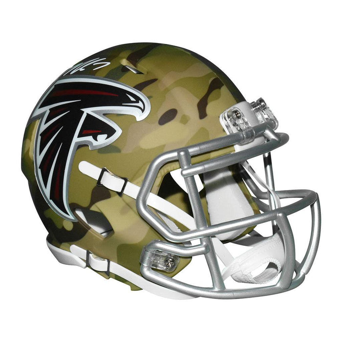 Michael Vick Signed Atlanta Falcons Speed Mini Replica Camo Football Helmet (JSA) - RSA