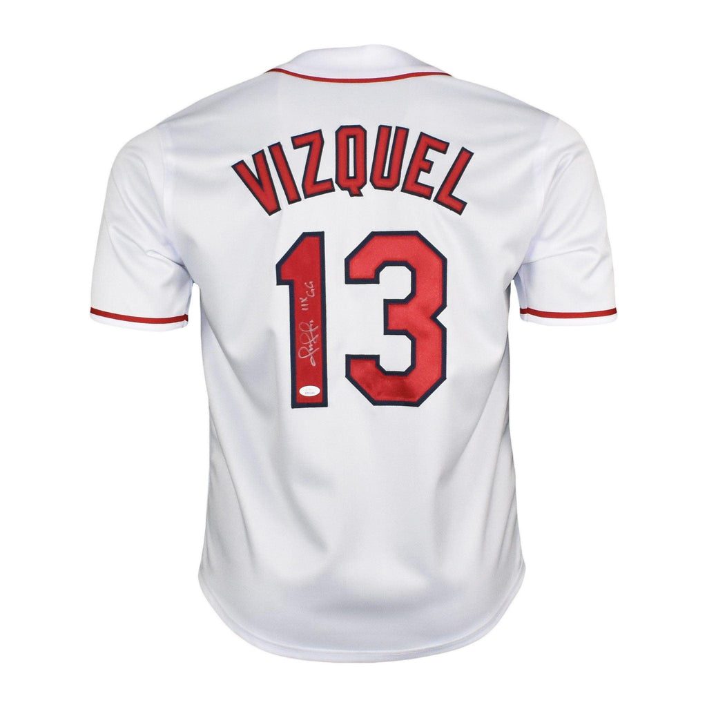 Omar Vizquel Signed Cleveland White Jersey (JSA) 11xGG Inscription — RSA