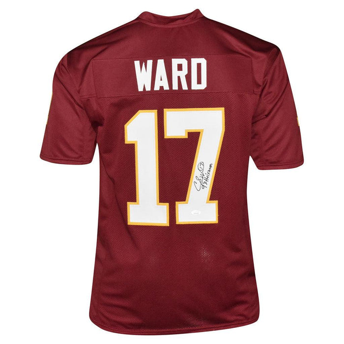 Charlie Ward Signed 93 Heisman Inscription College Red Football Jersey (JSA) - RSA