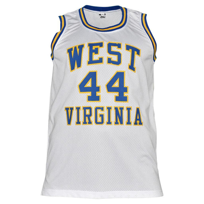 Jerry West Signed West Virginia College White Basketball Jersey (JSA) — RSA