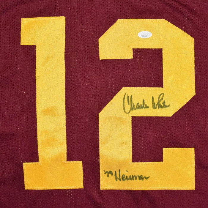 Charles top White Signed 79 Heisman Inscription USC Red Football Jersey (JSA)