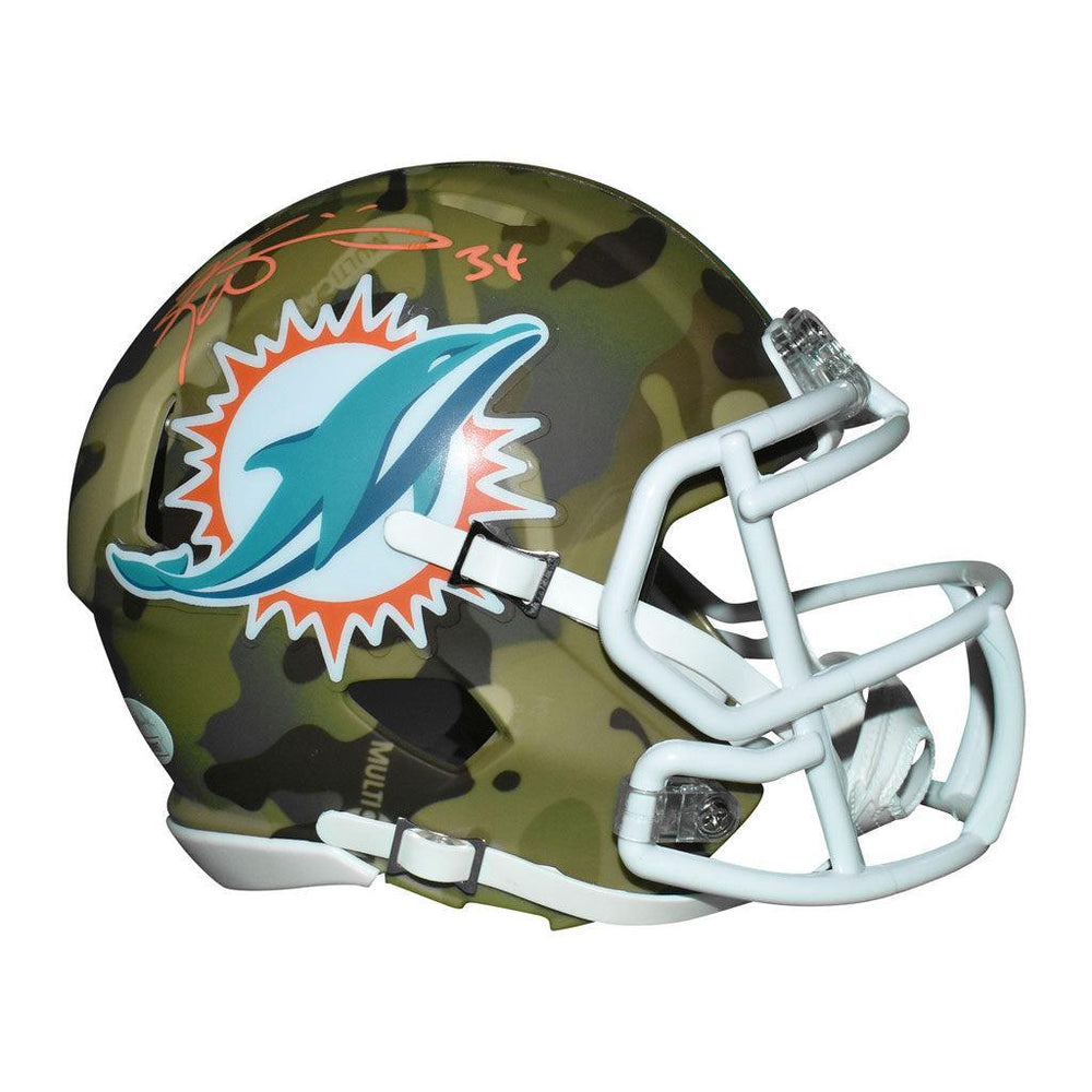 Ricky Williams Signed Miami Dolphins Mini Replica Camo Football Helmet (JSA) - RSA