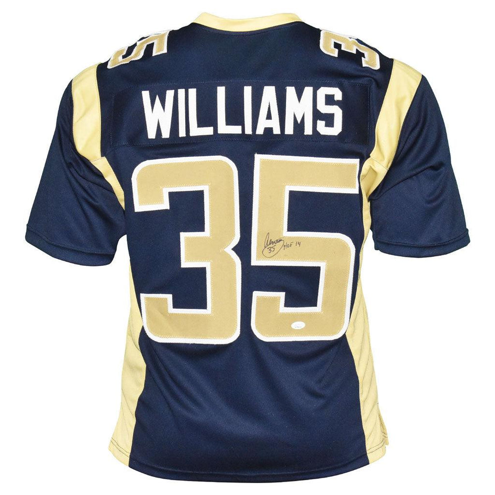 Aeneas Williams Signed HOF 14 Inscription St. Louis Blue Throwback Football Jersey (JSA) - RSA