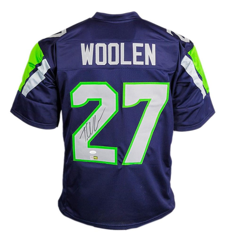 Tariq Woolen Signed Seattle Blue Football Jersey (JSA) - RSA