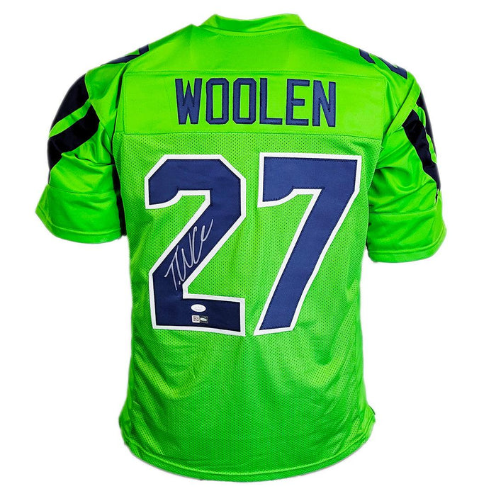 Tariq Woolen Signed Seattle Green Color Rush Football Jersey (JSA) - RSA