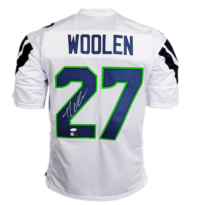 Tariq Woolen Signed Seattle White Football Jersey (JSA) - RSA