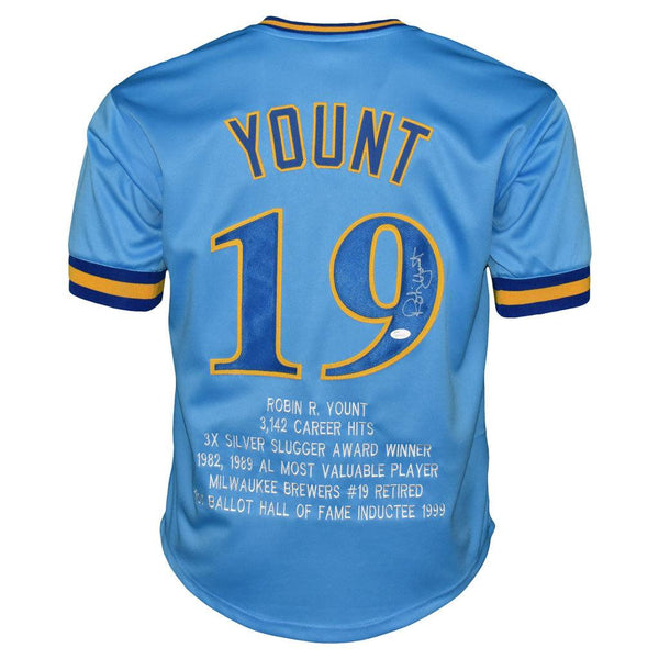 Robin Yount Brewers Signed Autographed Custom Jersey JSA